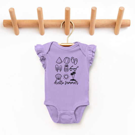 Hello Summer Chart | Baby Graphic Flutter Sleeve Bodysuit