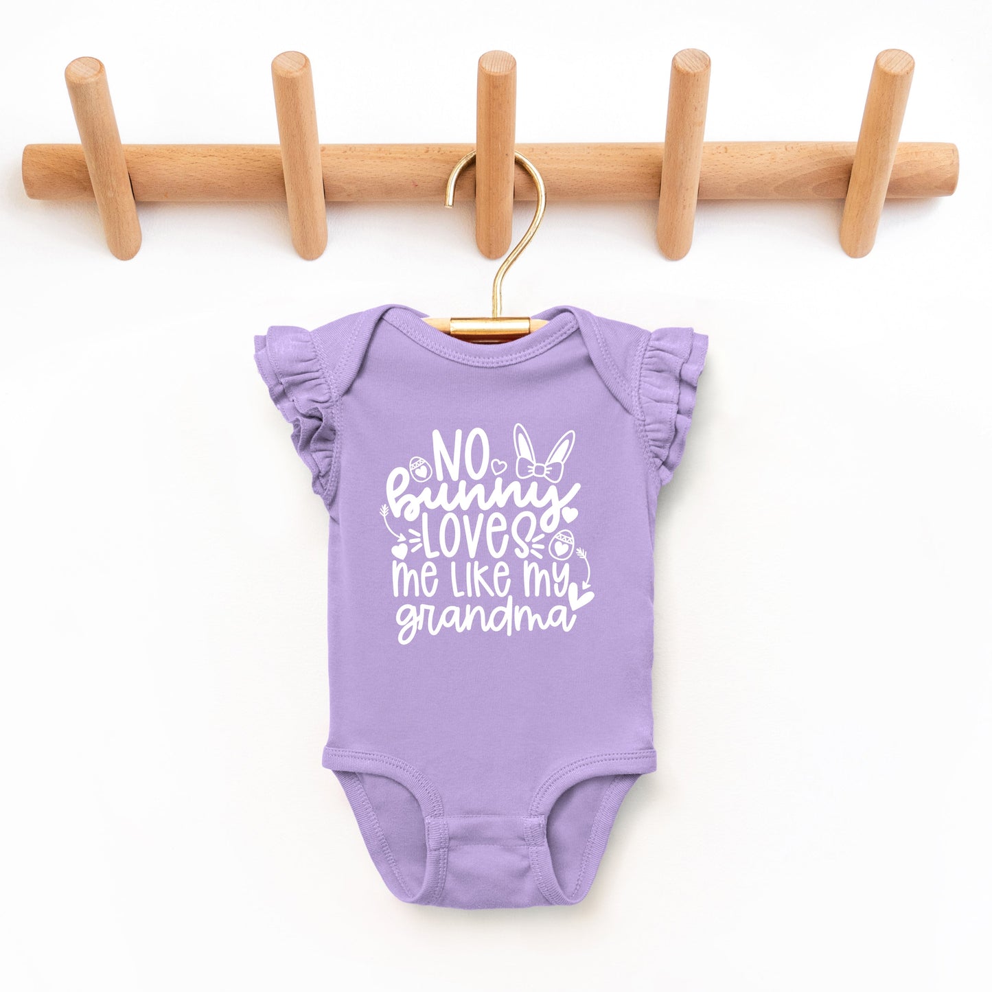 No Bunny Loves Me Like Grandma | Baby Graphic Flutter Sleeve Bodysuit