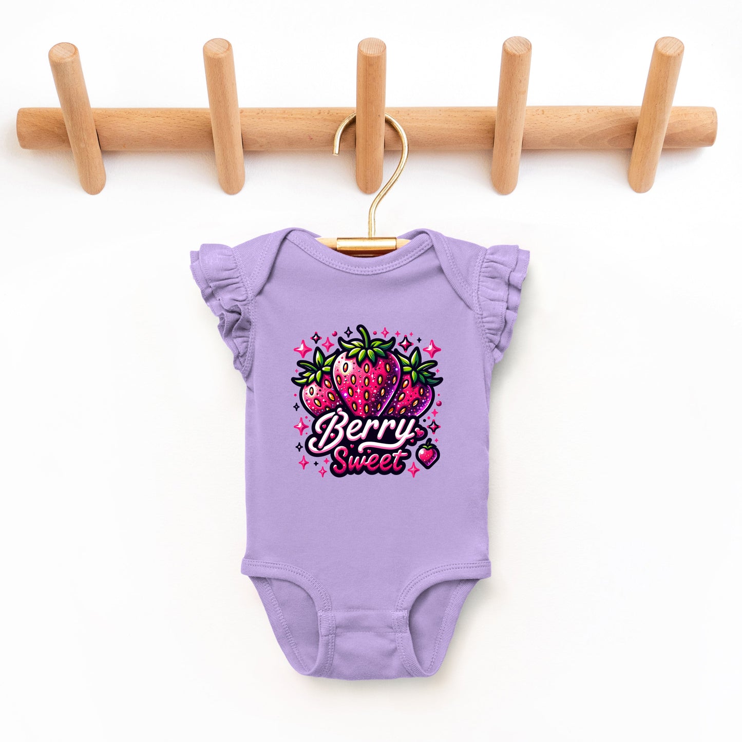 Berry Sweet Strawberry | Baby Graphic Flutter Sleeve Bodysuit