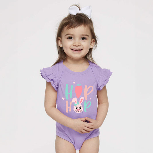 Hip Hop Bunny | Baby Graphic Flutter Sleeve Bodysuit