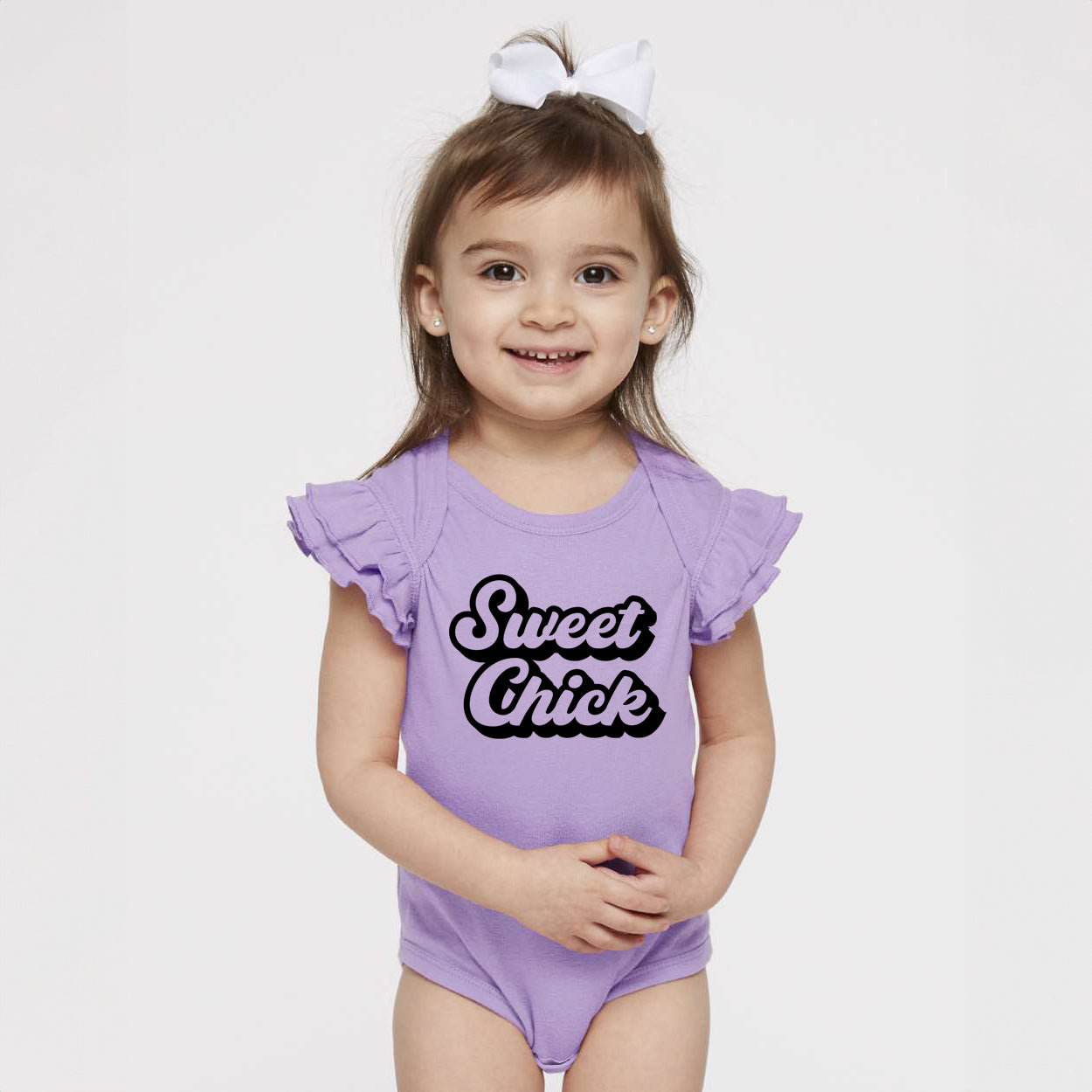 Sweet Chick | Baby Graphic Flutter Sleeve Bodysuit