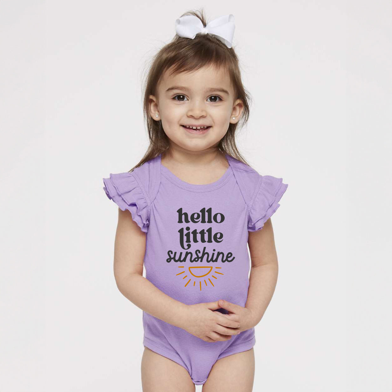 Hello Little Sunshine | Baby Graphic Flutter Sleeve Bodysuit