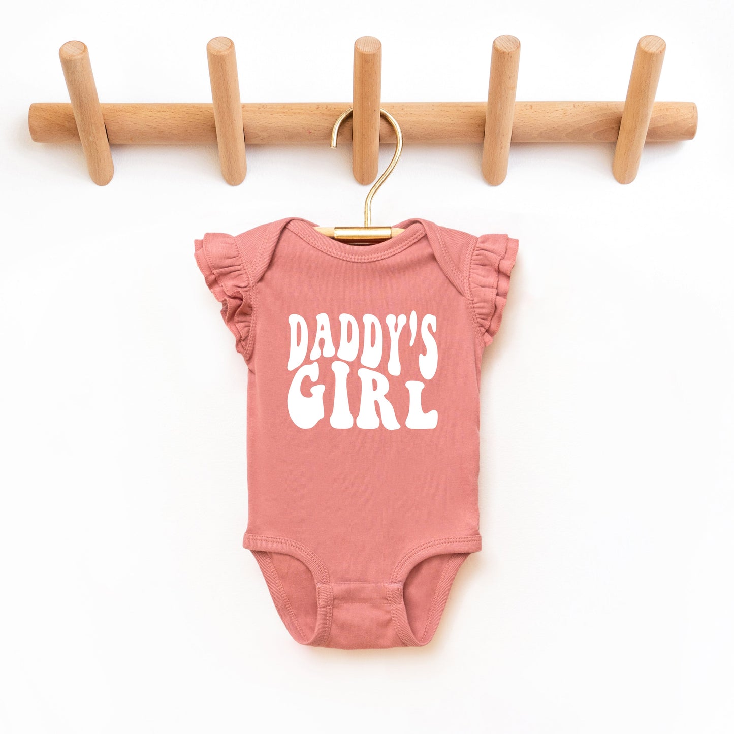 Daddy's Girl Wavy | Baby Graphic Flutter Sleeve Bodysuit