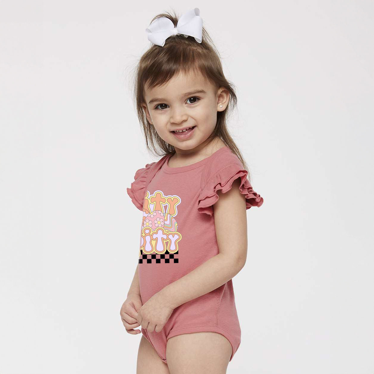 Hippity Hoppity Eggs | Baby Graphic Flutter Sleeve Bodysuit