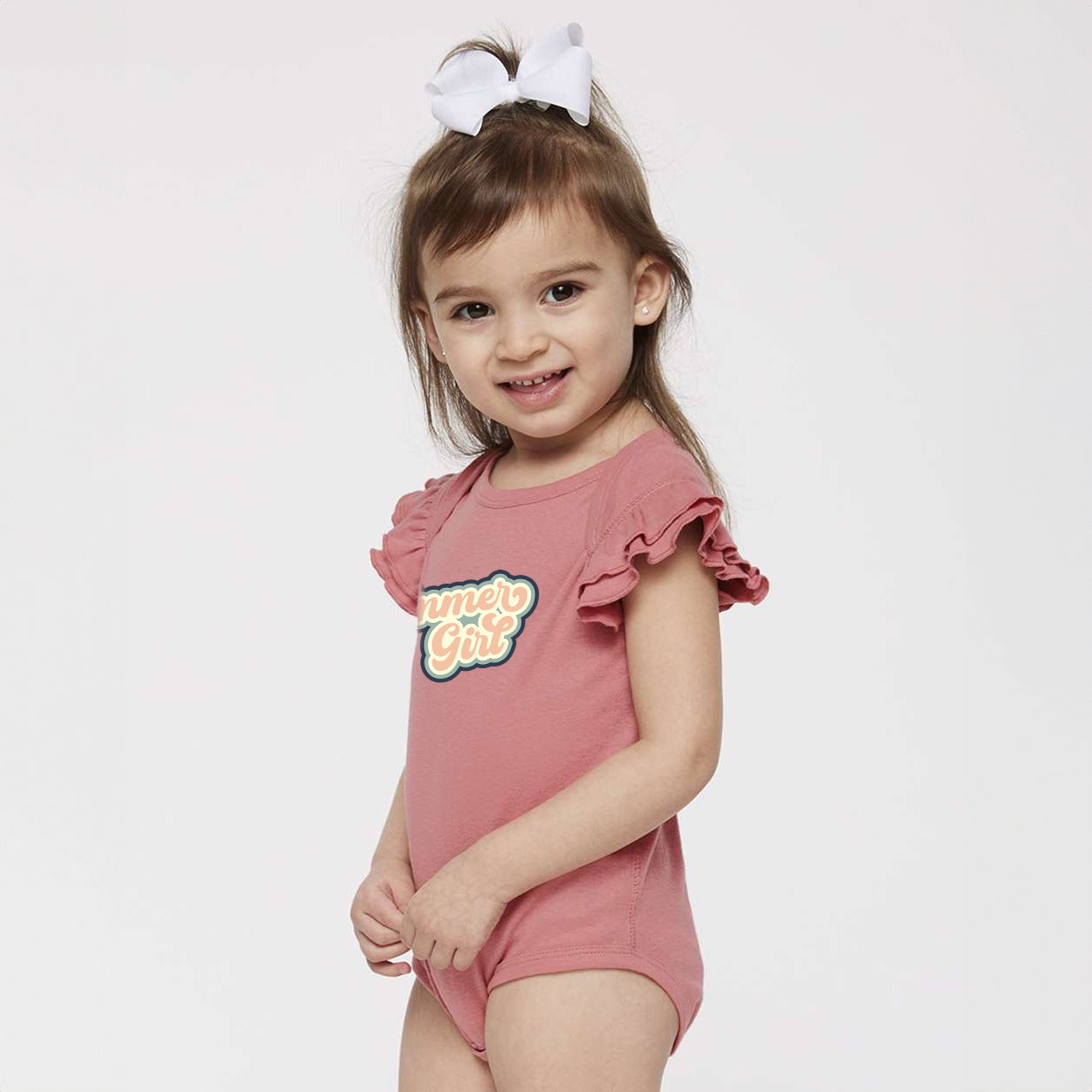 Summer Girl Retro | Baby Graphic Flutter Sleeve Bodysuit