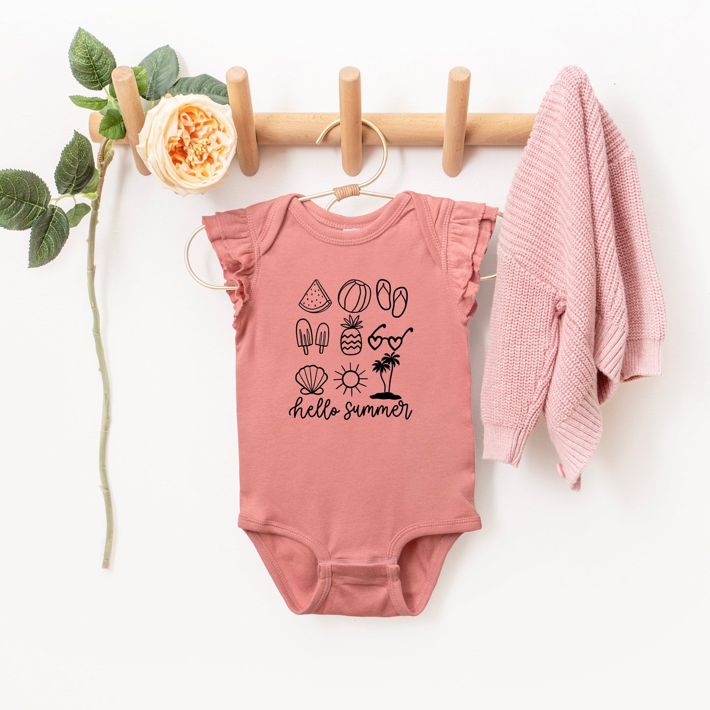 Hello Summer Chart | Baby Graphic Flutter Sleeve Bodysuit