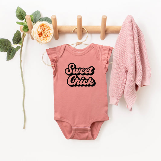 Sweet Chick | Baby Graphic Flutter Sleeve Bodysuit