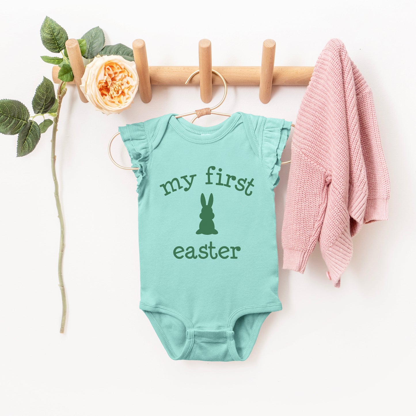 Bunny First Easter | Baby Graphic Flutter Sleeve Bodysuit