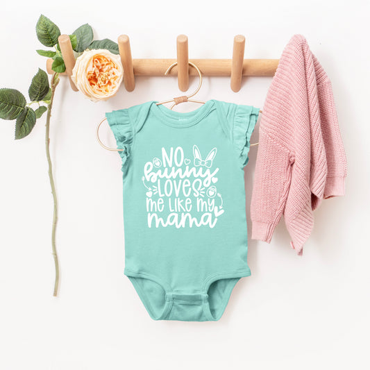 No Bunny Loves Me Like Mama | Baby Graphic Flutter Sleeve Bodysuit