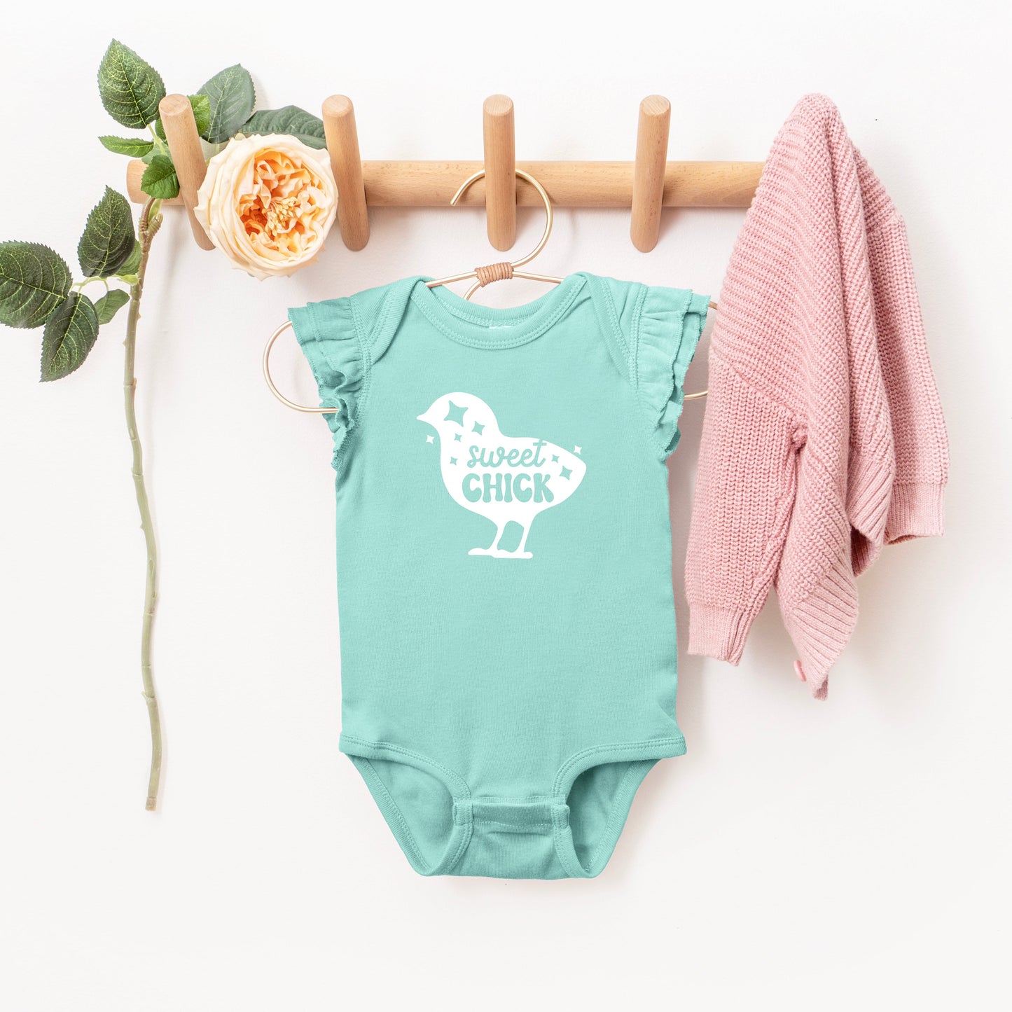 Sweet Chick Chick | Baby Graphic Flutter Sleeve Bodysuit