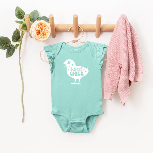 Sweet Chick Chick | Baby Graphic Flutter Sleeve Bodysuit