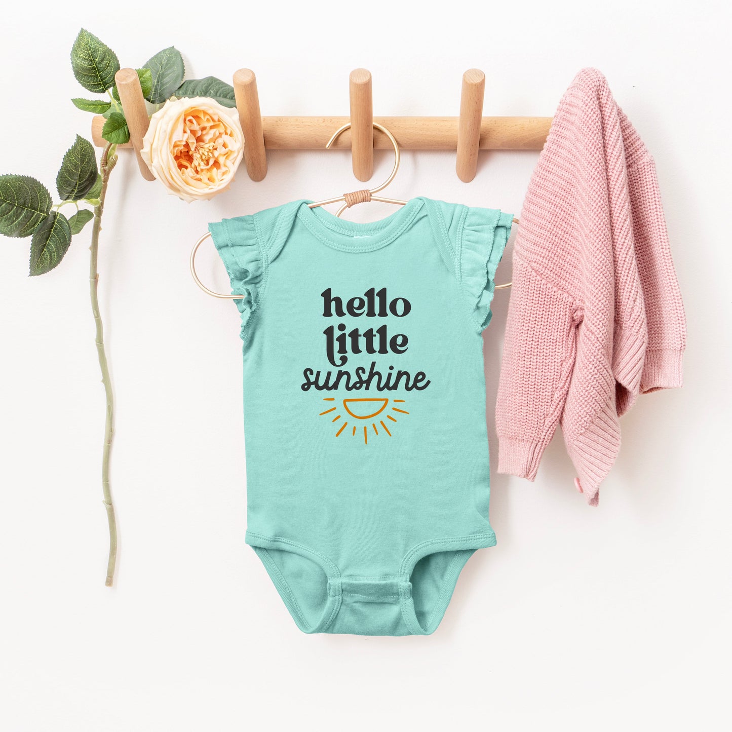 Hello Little Sunshine | Baby Graphic Flutter Sleeve Bodysuit