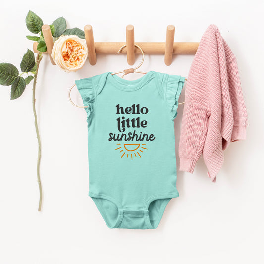 Hello Little Sunshine | Baby Graphic Flutter Sleeve Bodysuit