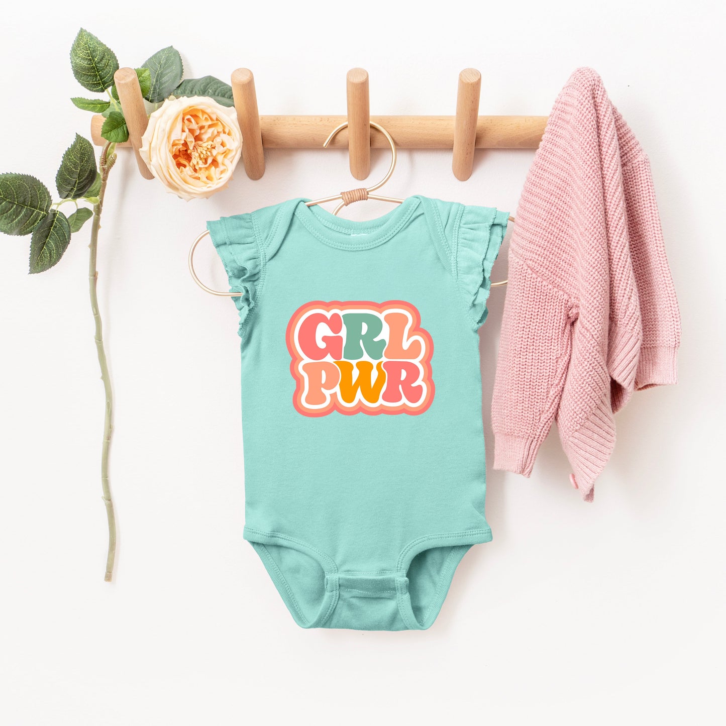Girl Power Retro | Baby Graphic Flutter Sleeve Bodysuit