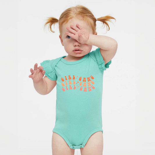 Girl Gang Wavy | Baby Graphic Flutter Sleeve Bodysuit