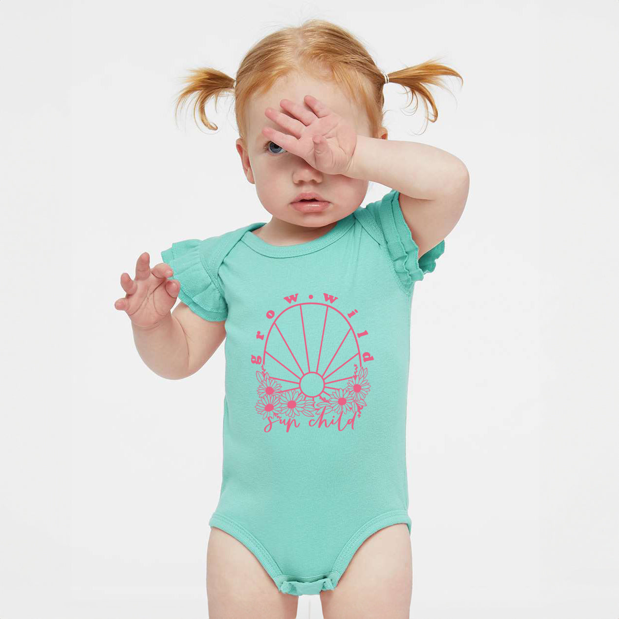 Grow Wild Sun Child | Baby Graphic Flutter Sleeve Bodysuit