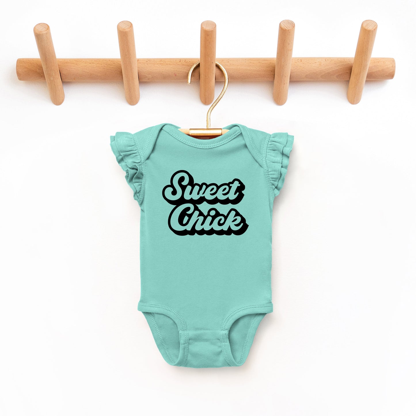 Sweet Chick | Baby Graphic Flutter Sleeve Bodysuit