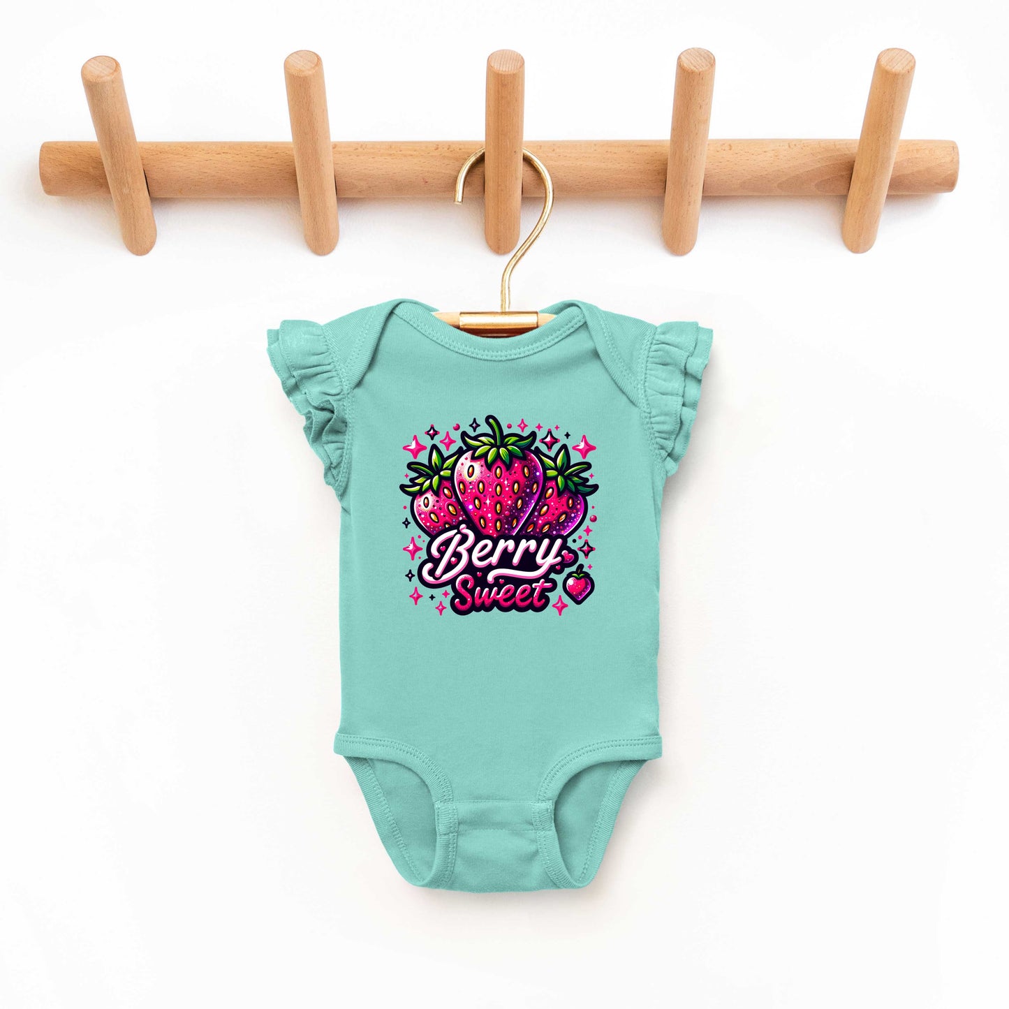 Berry Sweet Strawberry | Baby Graphic Flutter Sleeve Bodysuit
