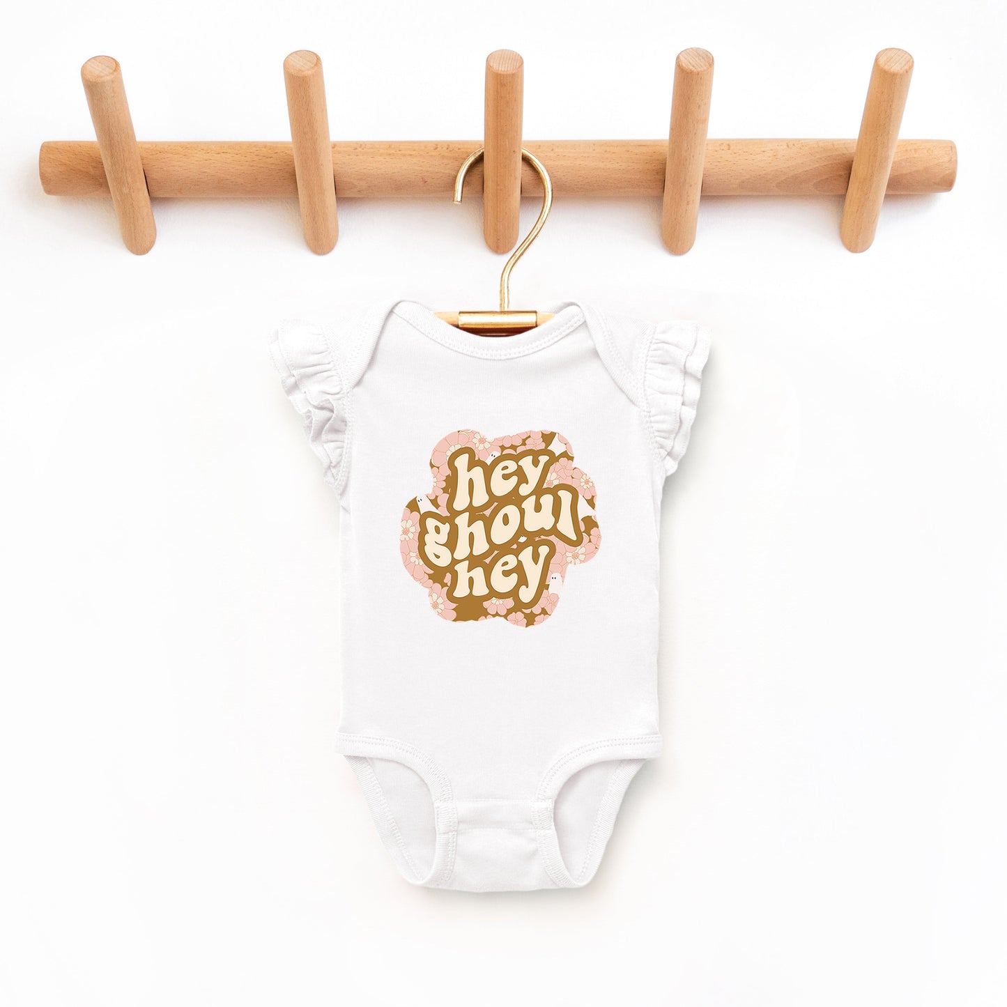 Hey Ghoul Hey Colorful | Baby Graphic Flutter Sleeve Bodysuit