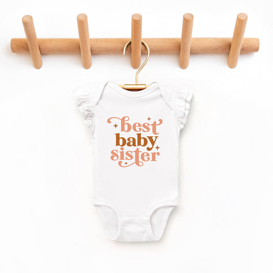 Best Baby Sister | Baby Graphic Flutter Sleeve Bodysuit