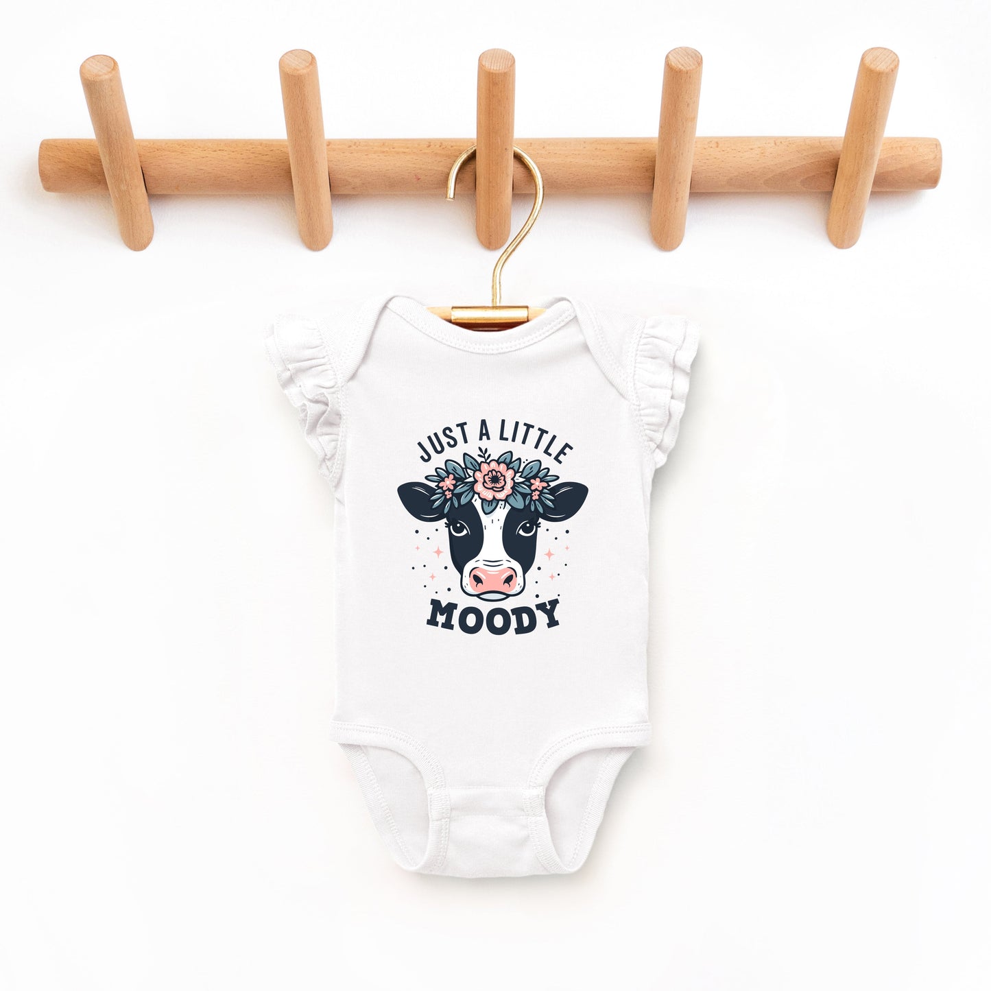 A Little Moody | Baby Graphic Flutter Sleeve Bodysuit