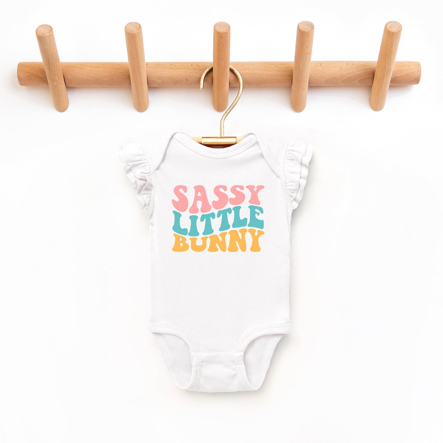 Sassy Little Bunny | Baby Graphic Flutter Sleeve Bodysuit