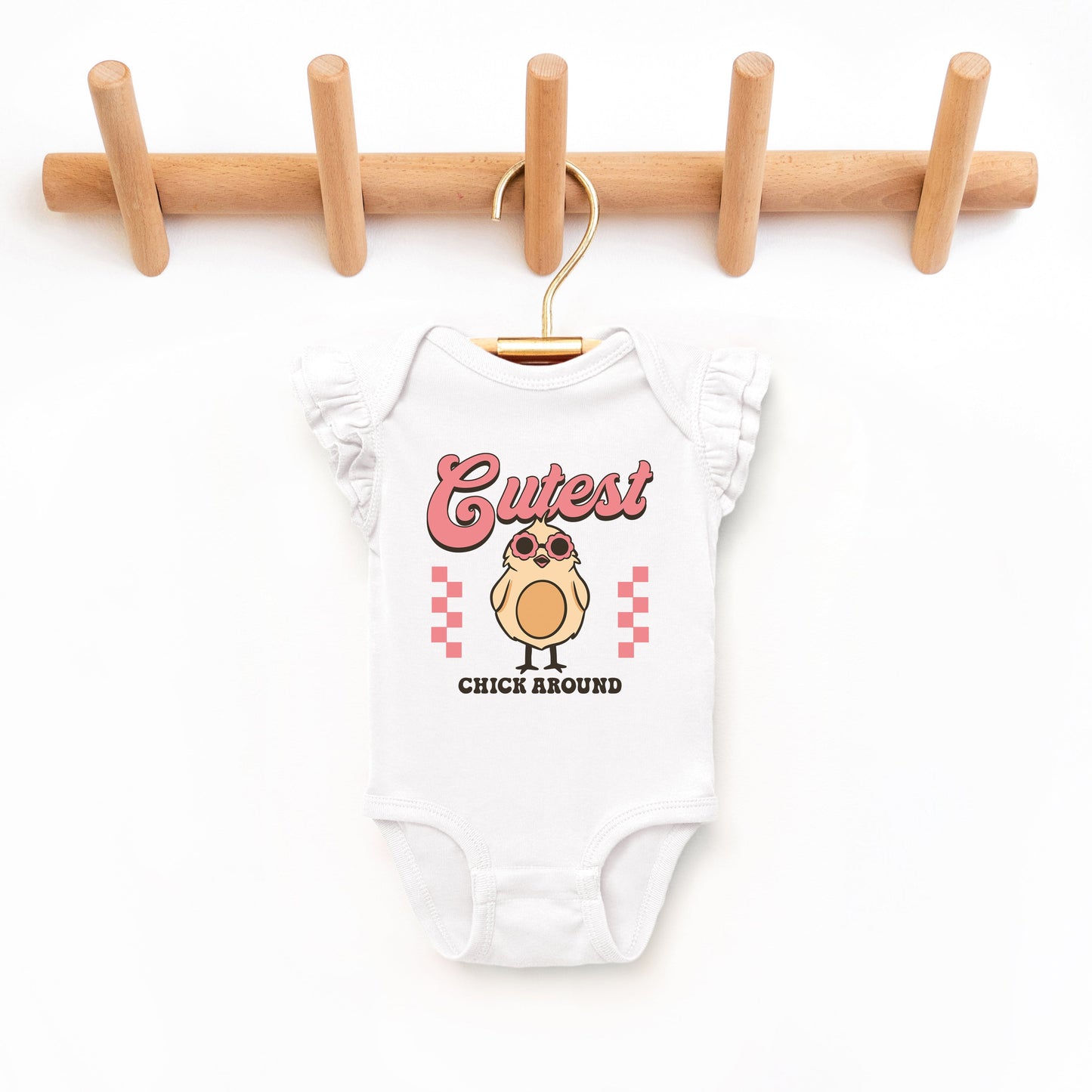 Cutest Chick Around | Baby Graphic Flutter Sleeve Bodysuit