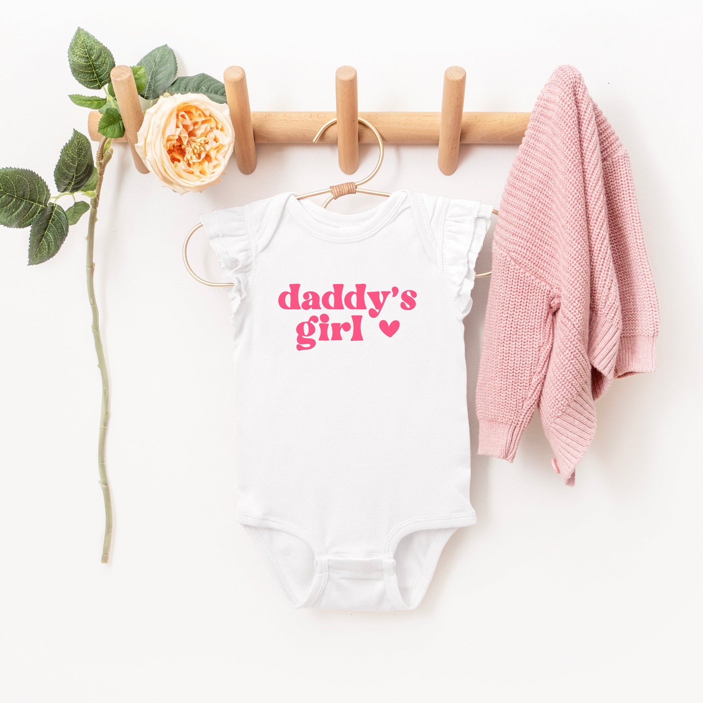 Daddy's Girl Heart | Baby Graphic Flutter Sleeve Bodysuit