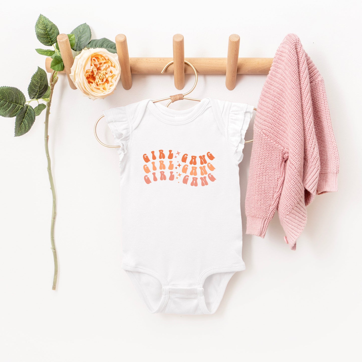 Girl Gang Wavy | Baby Graphic Flutter Sleeve Bodysuit