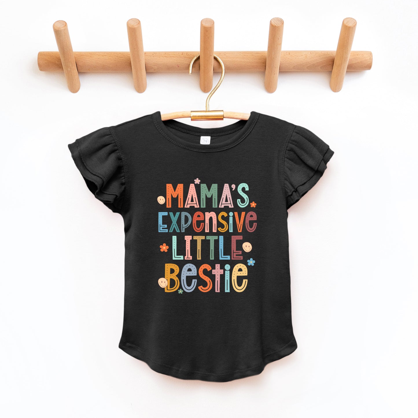Mama's Expensive Bestie | Toddler Graphic Flutter Sleeve Tee