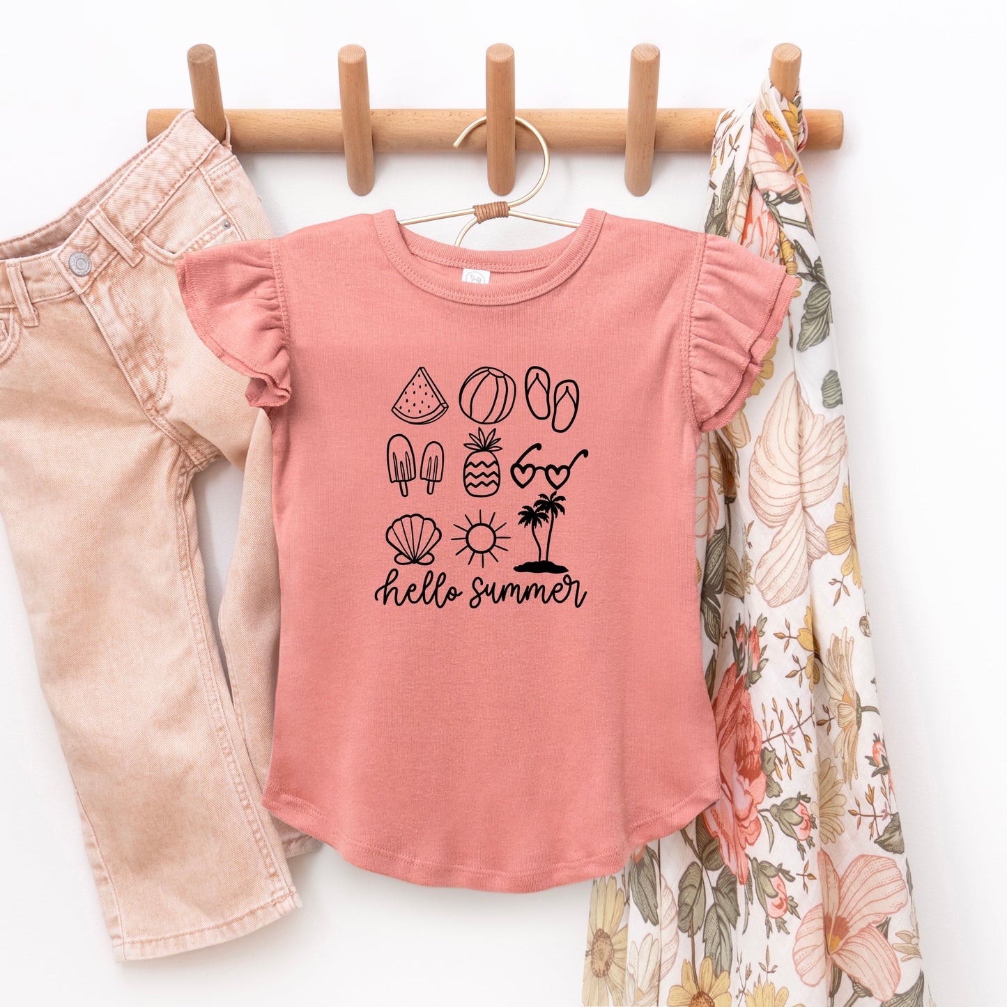 Hello Summer Chart | Toddler Graphic Flutter Sleeve Tee