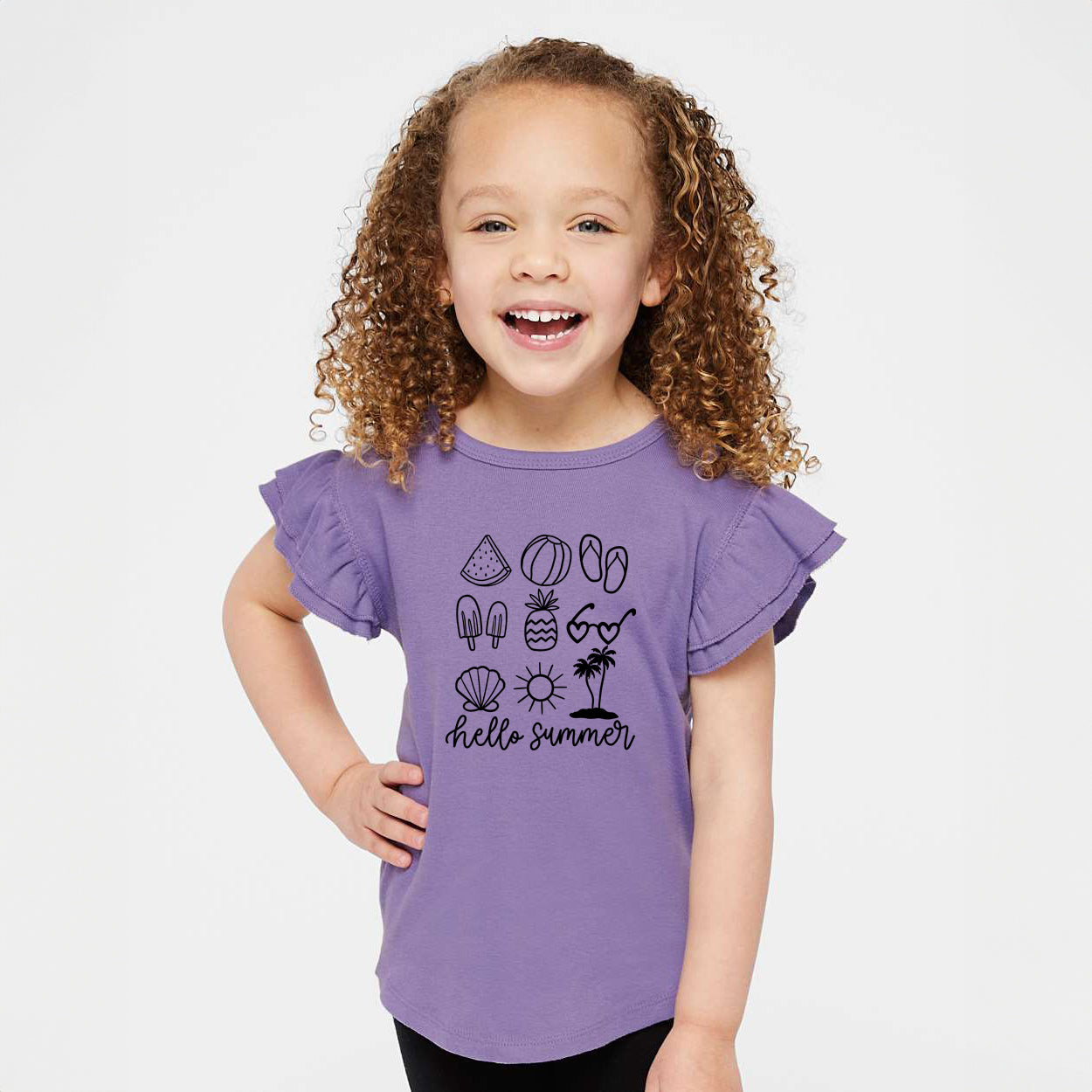 Hello Summer Chart | Toddler Graphic Flutter Sleeve Tee