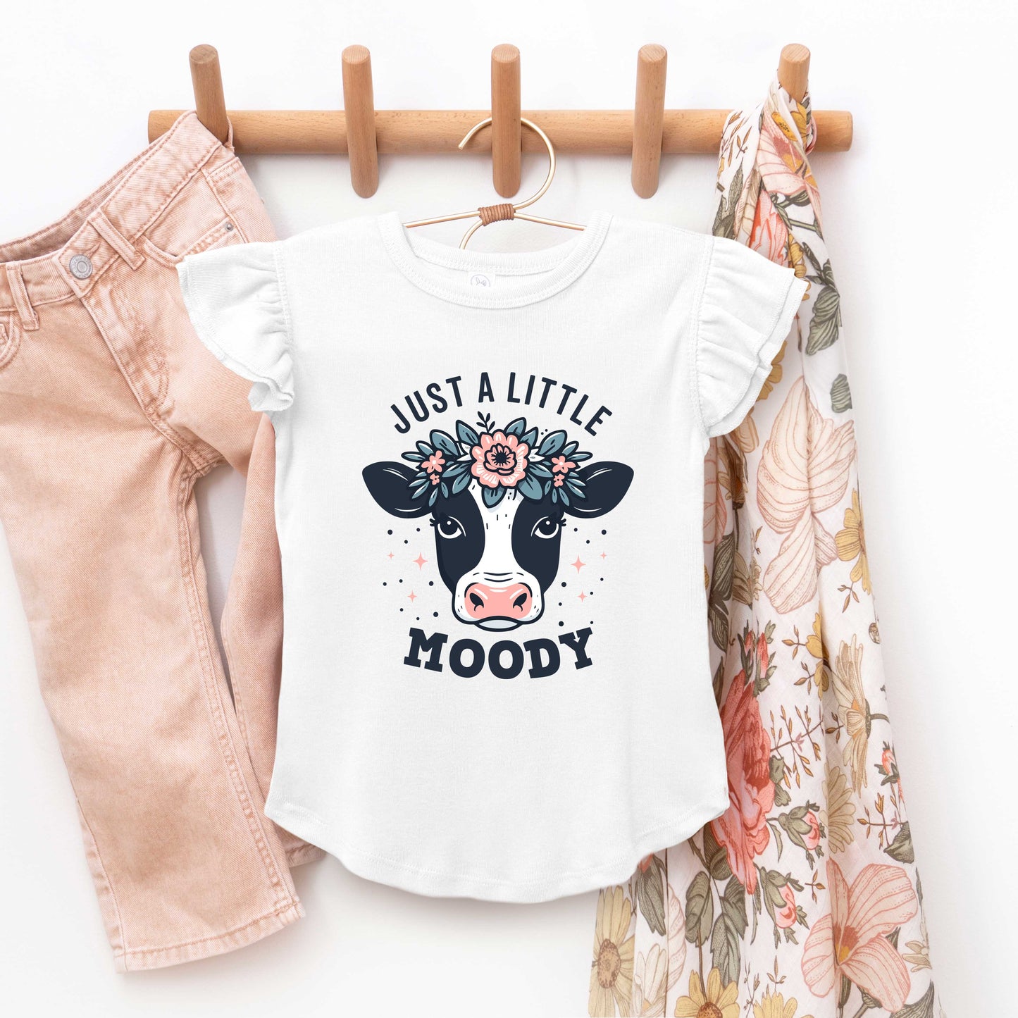 A Little Moody | Toddler Graphic Flutter Sleeve Tee