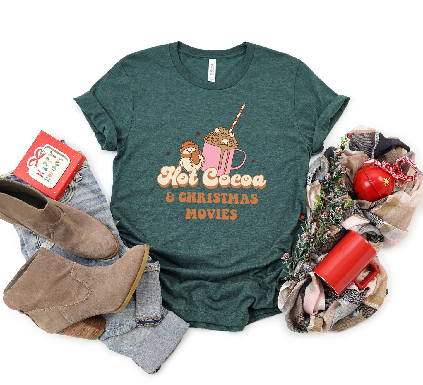 Hot Coco And Christmas Movies | Short Sleeve Crew Neck