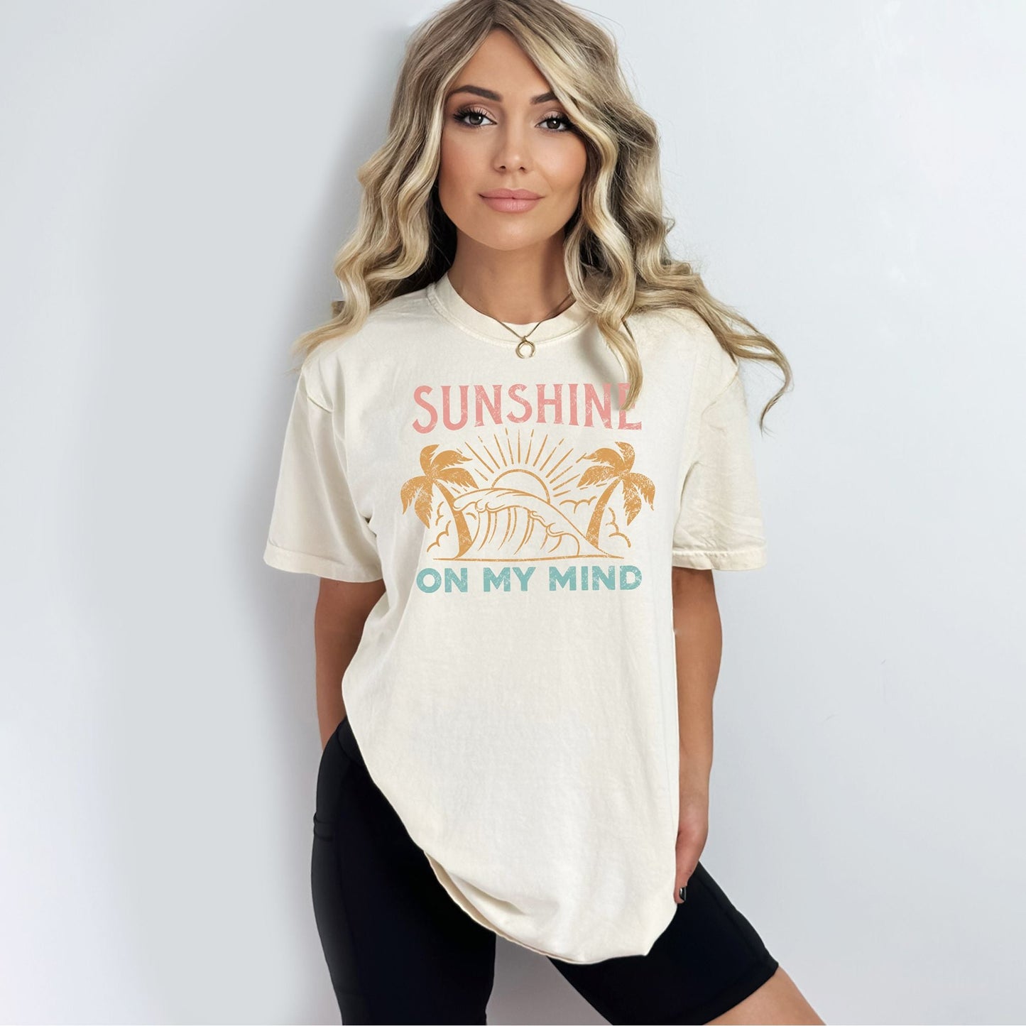 Sunshine On My Mind Palm Trees | Garment Dyed Short Sleeve Tee