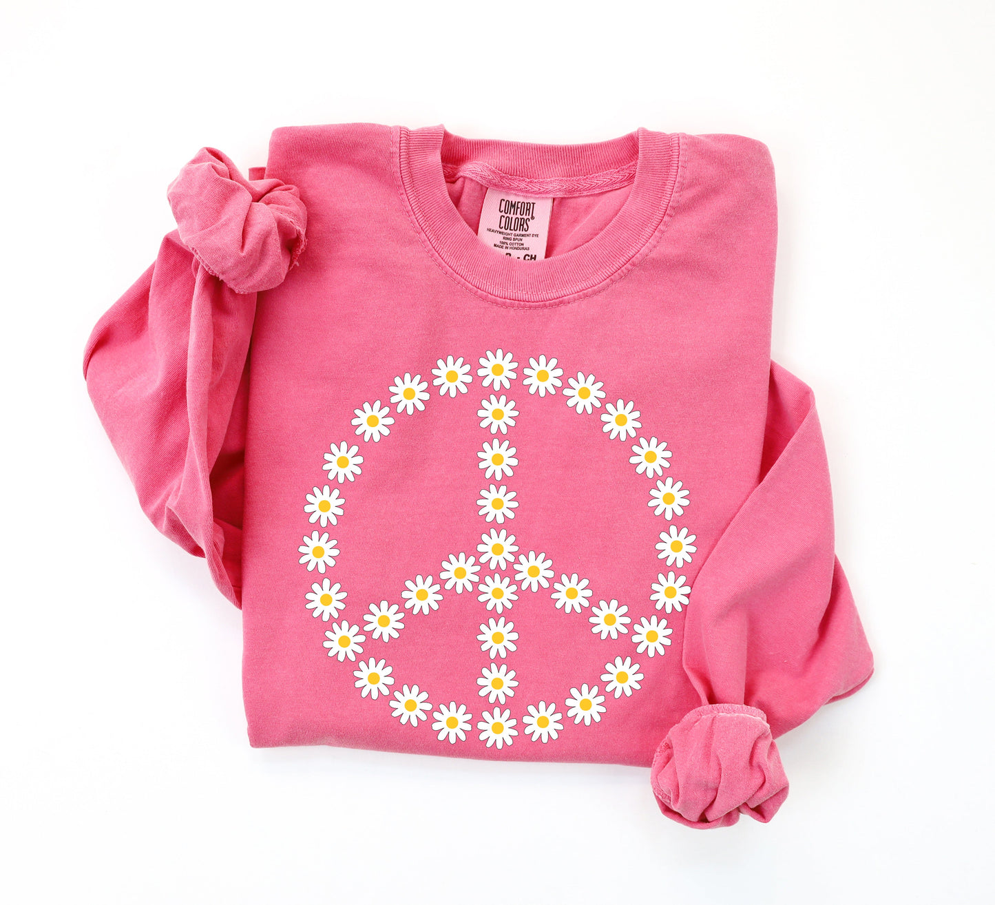 Daisy Peace Sign | Garment Dyed Long Sleeve