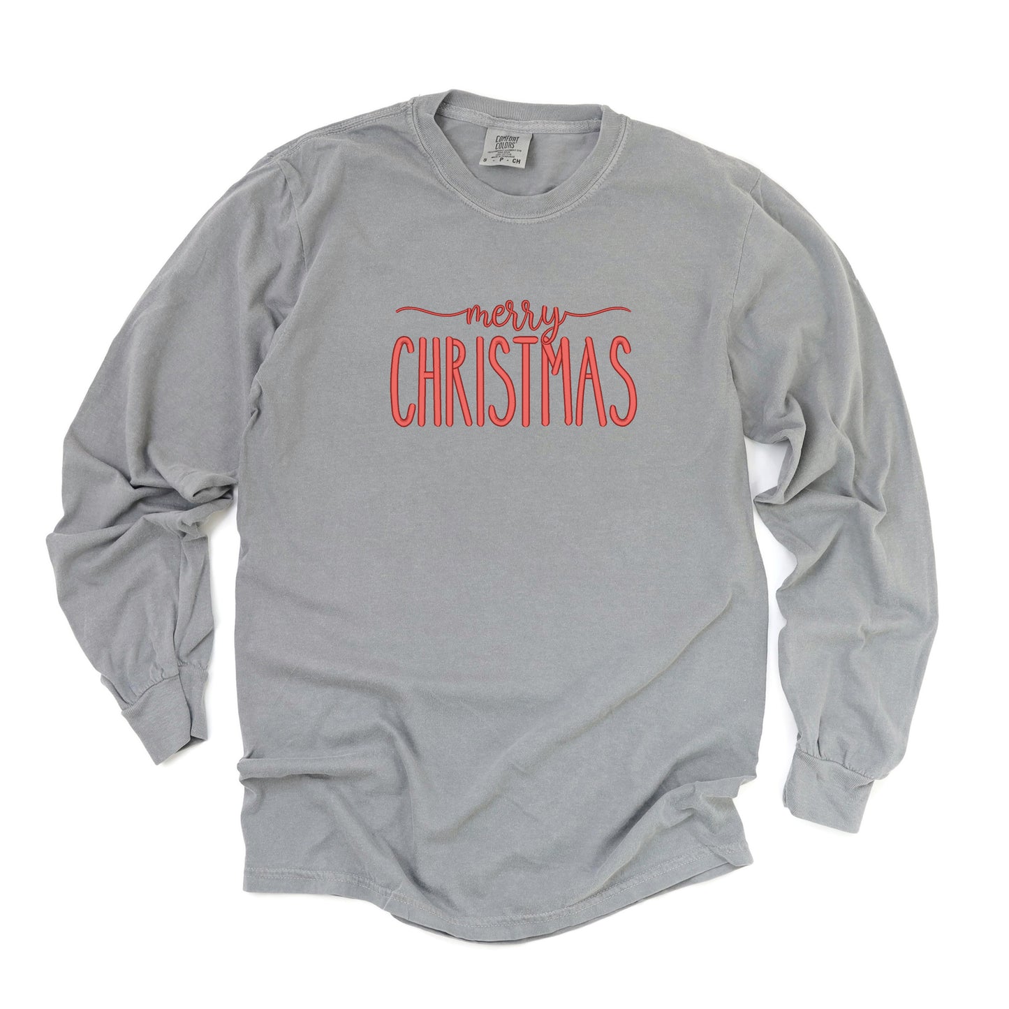Embroidered Merry Christmas | Garment Dyed Long Sleeve