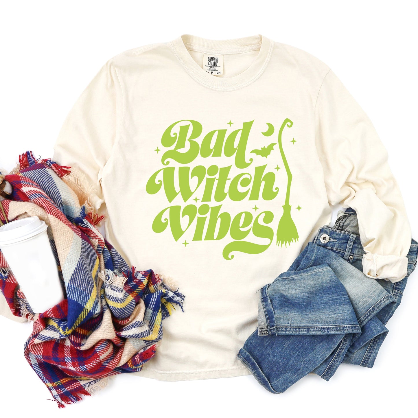 Bad W Vibes Puff Print | Garment Dyed Long Sleeve