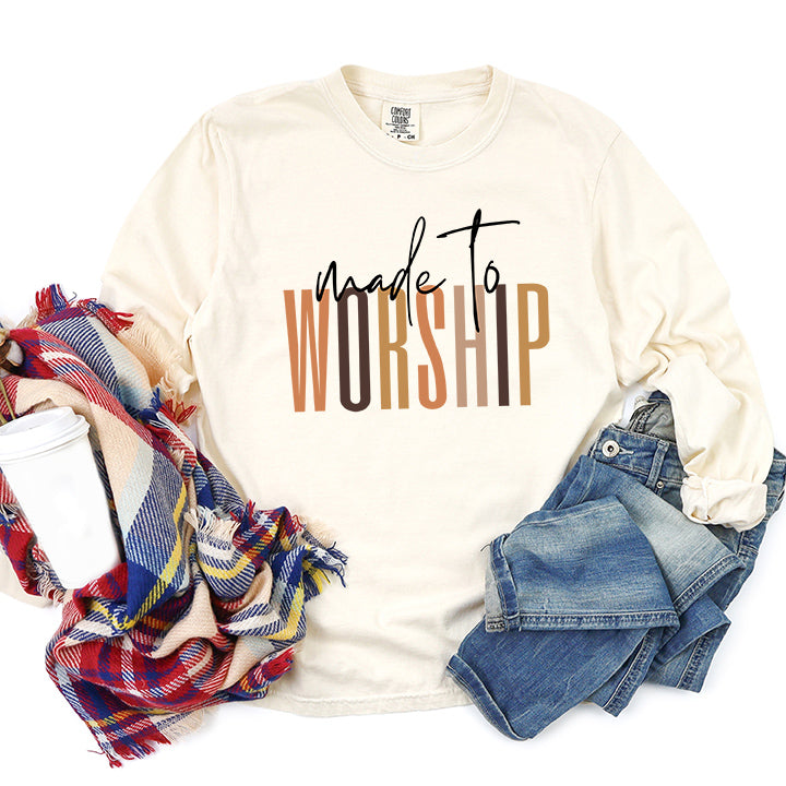 Made To Worship Cursive | Garment Dyed Long Sleeve