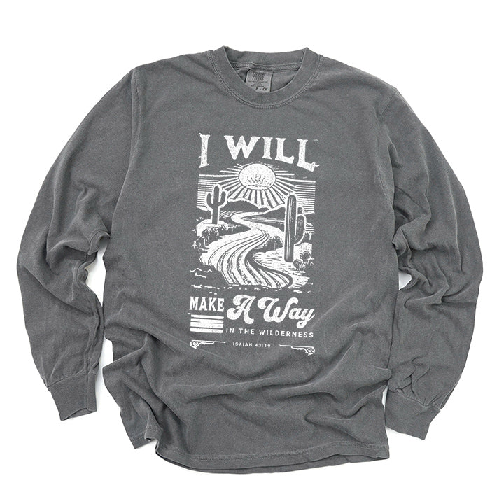 I Will Make A Way Cactus | Garment Dyed Long Sleeve