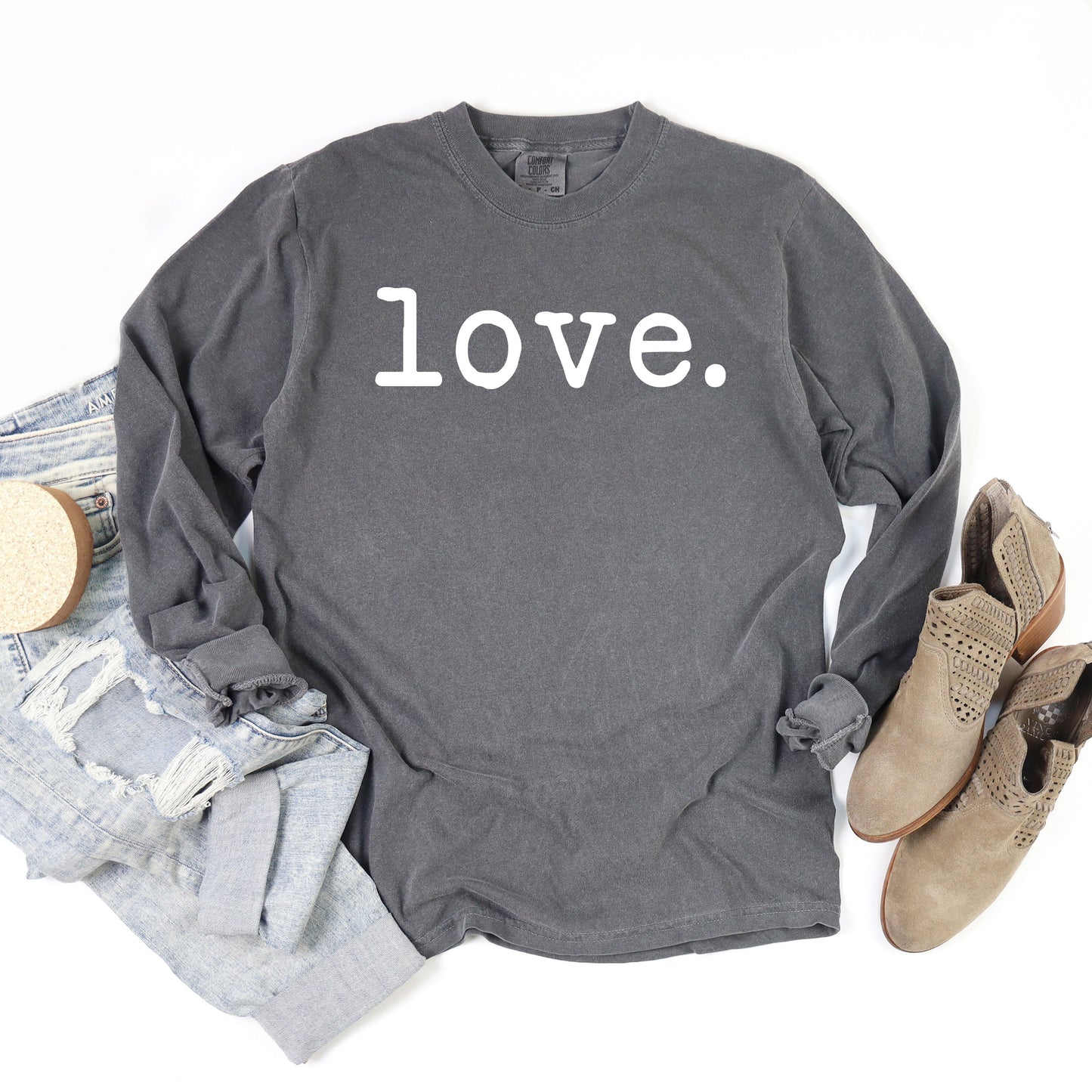 Love Typewriter | Garment Dyed Long Sleeve