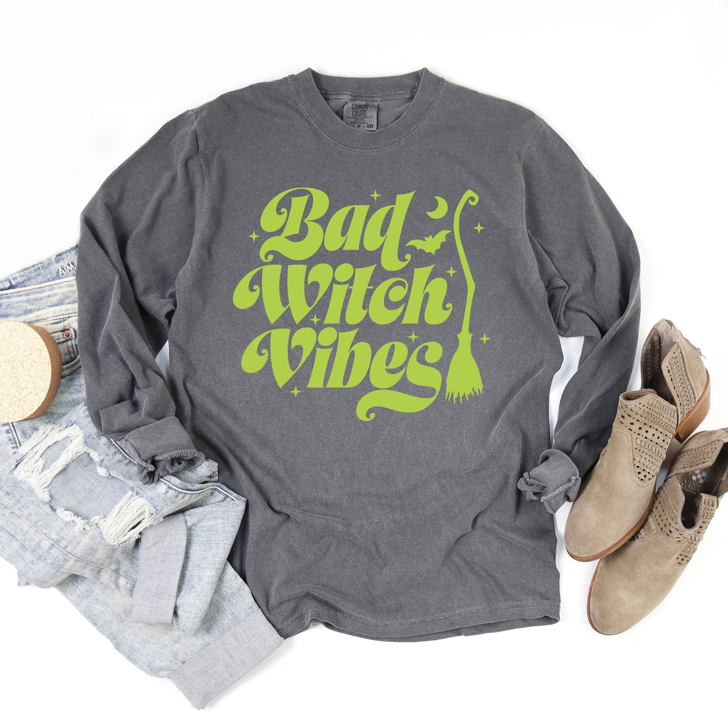 Bad W Vibes Puff Print | Garment Dyed Long Sleeve