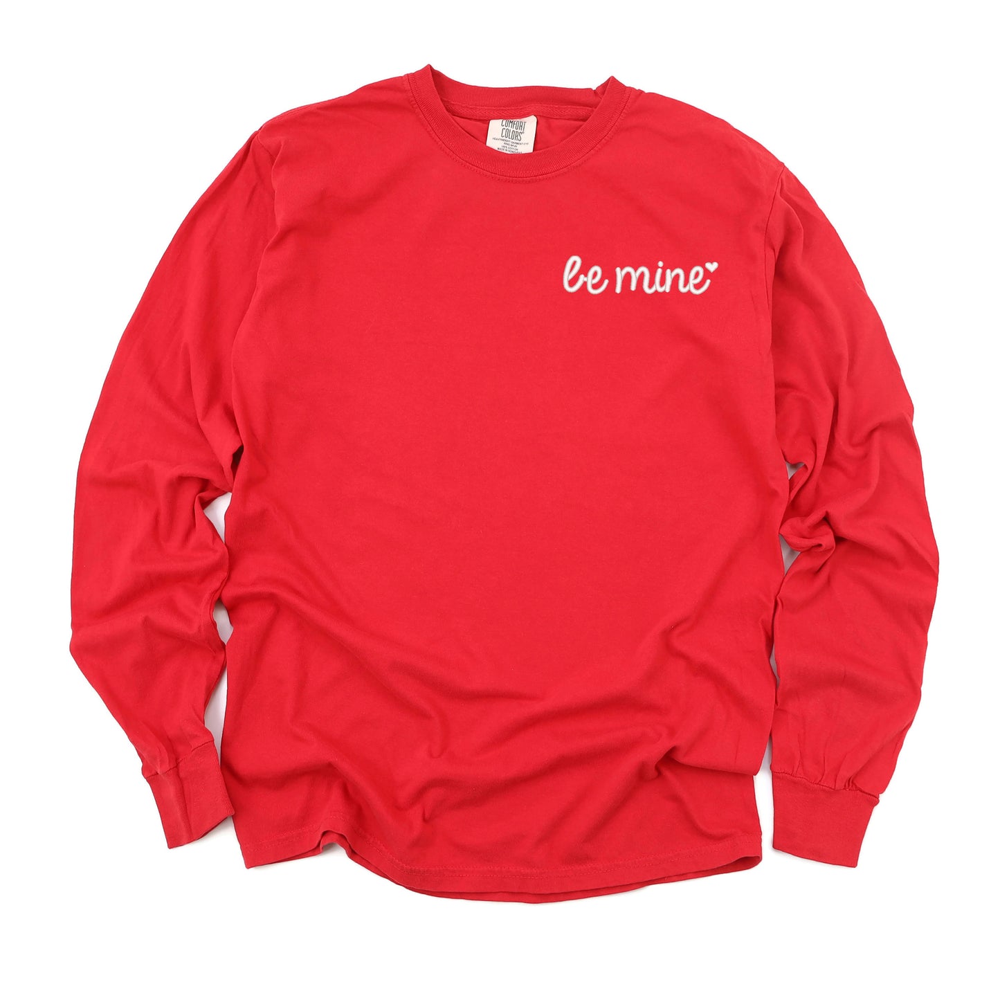 Embroidered Be Mine Heart | Garment Dyed Long Sleeve