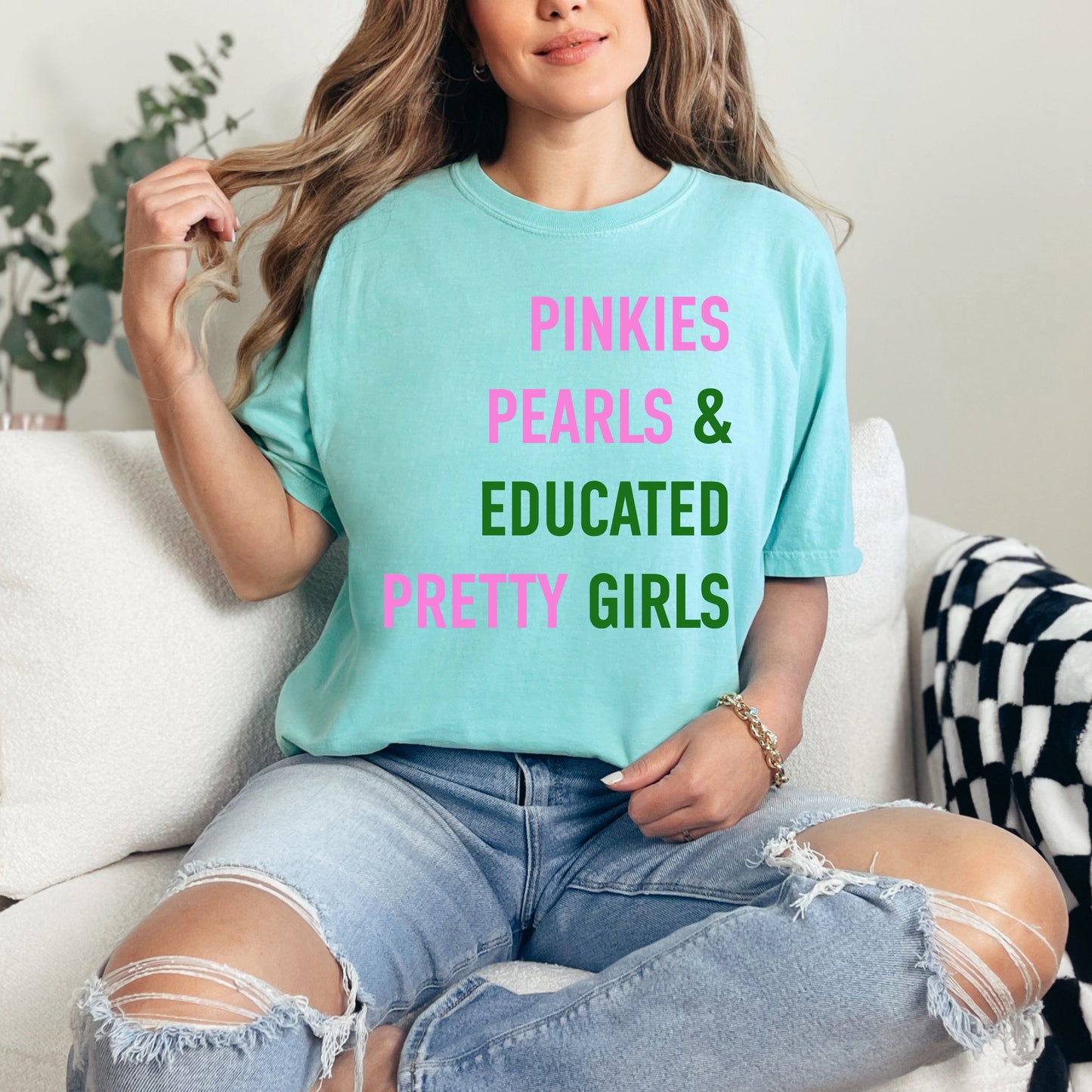 Pearls and Educated Pretty Girls | Garment Dyed Short Sleeve Tee