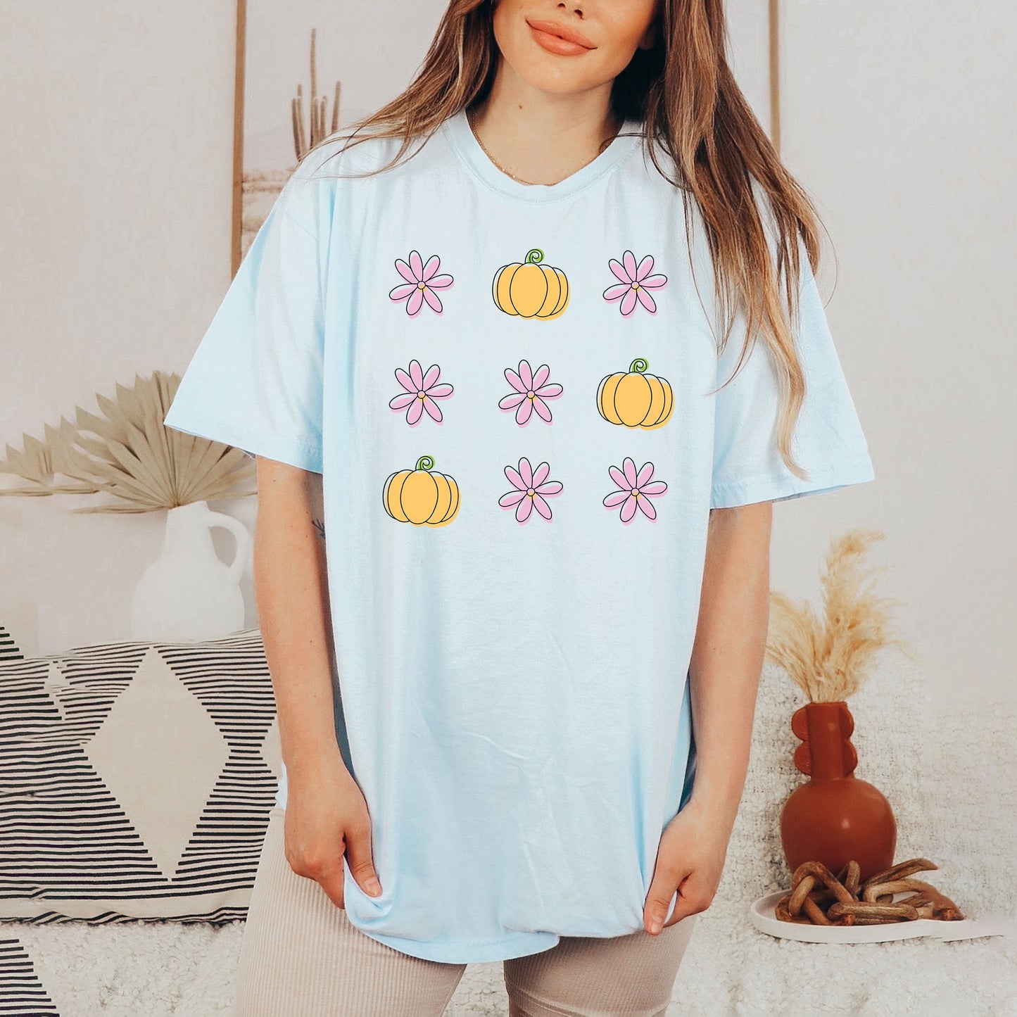 Pumpkin and Flowers  | Garment Dyed Tee