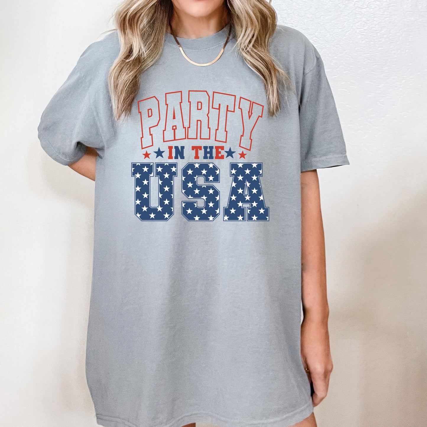 Retro Party In The USA Stars | Garment Dyed Short Sleeve Tee