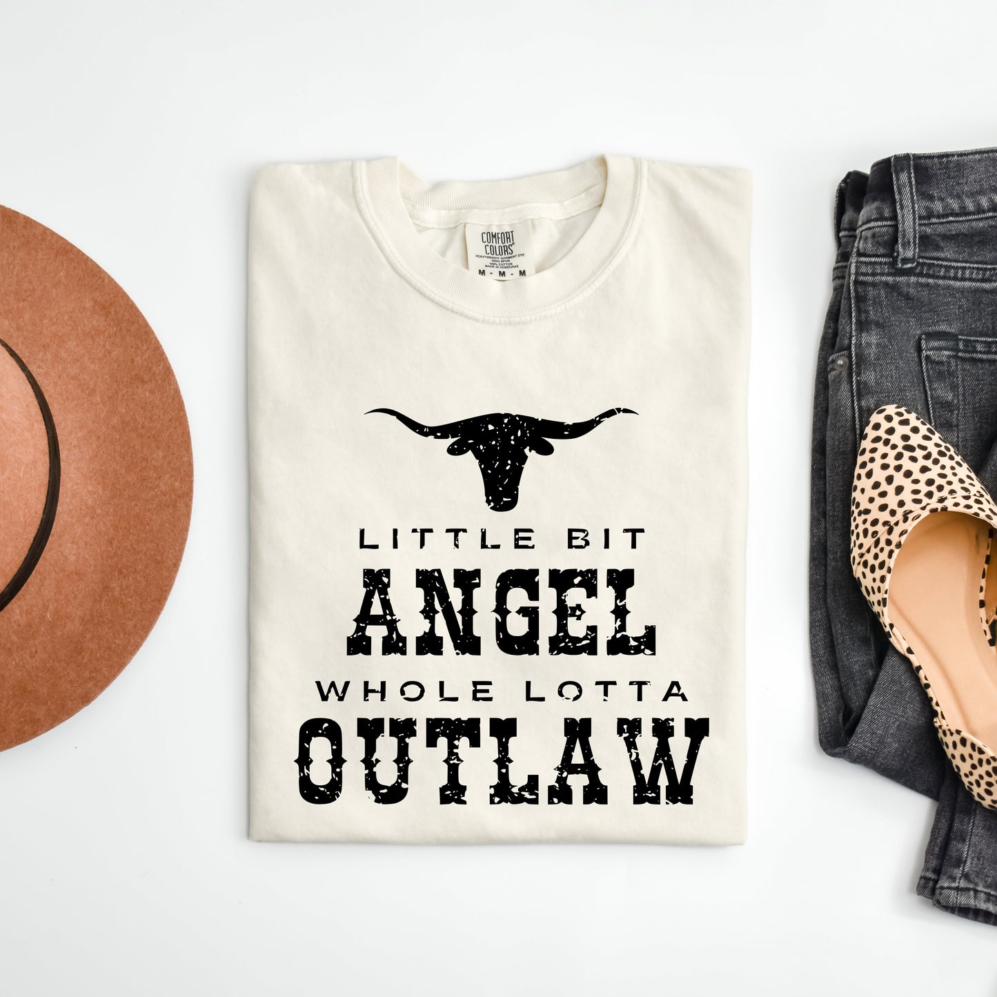 Little Bit Angel Horns | Garment Dyed Tee