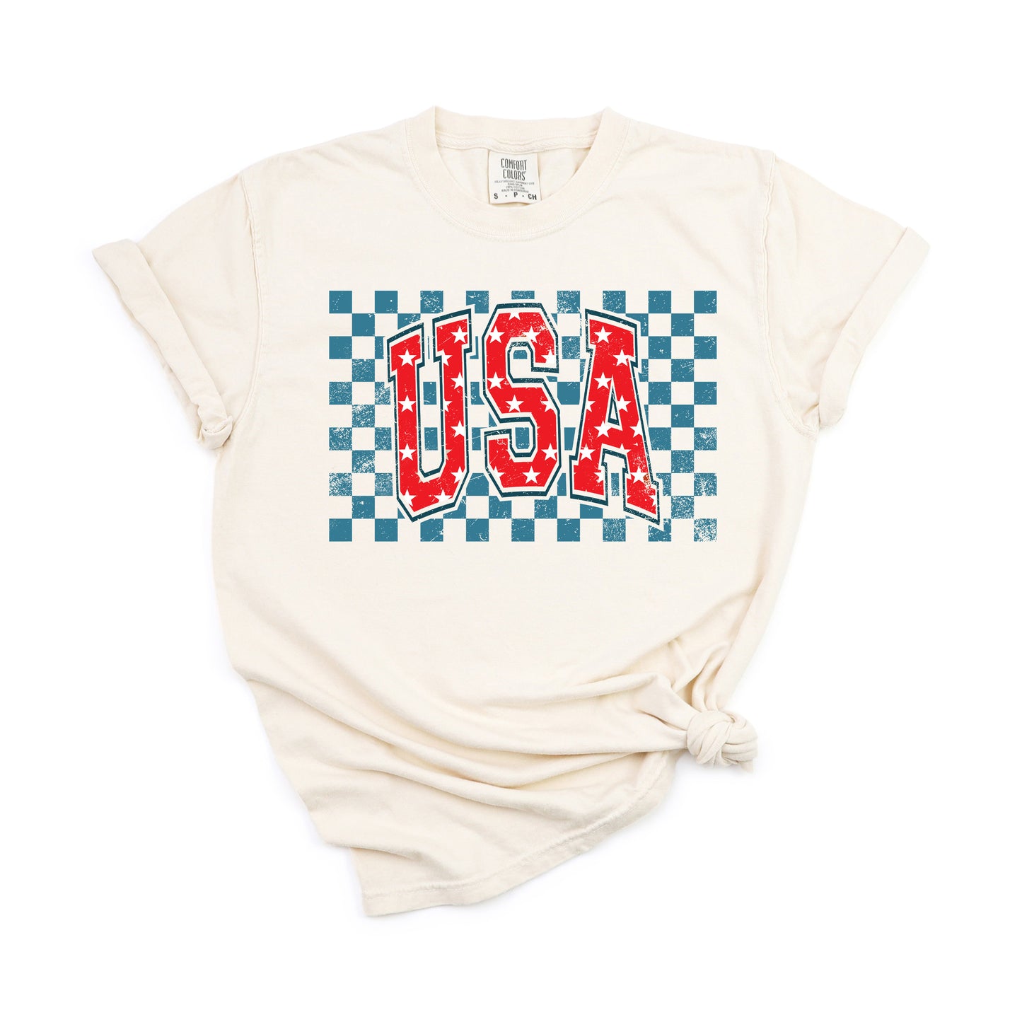 USA Checkered Stars | Garment Dyed Short Sleeve Tee