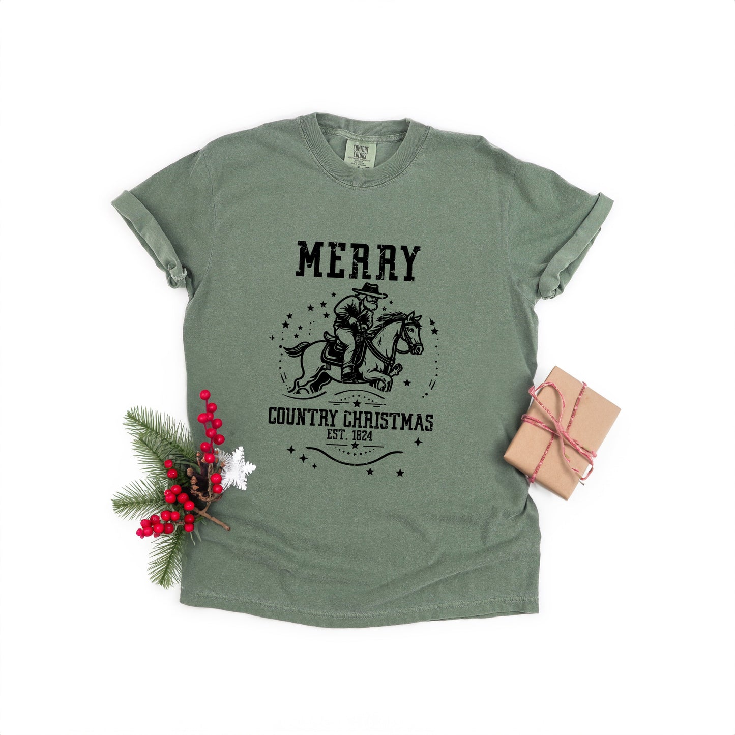 Merry Country Christmas | Garment Dyed Tee