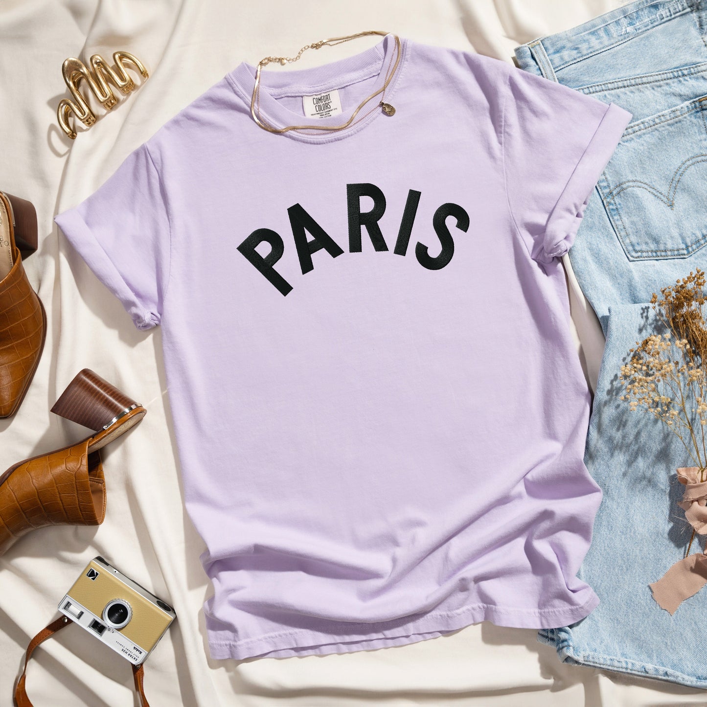 Embroidered Paris Arched | Garment Dyed Short Sleeve Tee